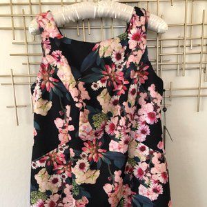 Adrianna Papell Floral Print Scuba A-Line Dress 14W